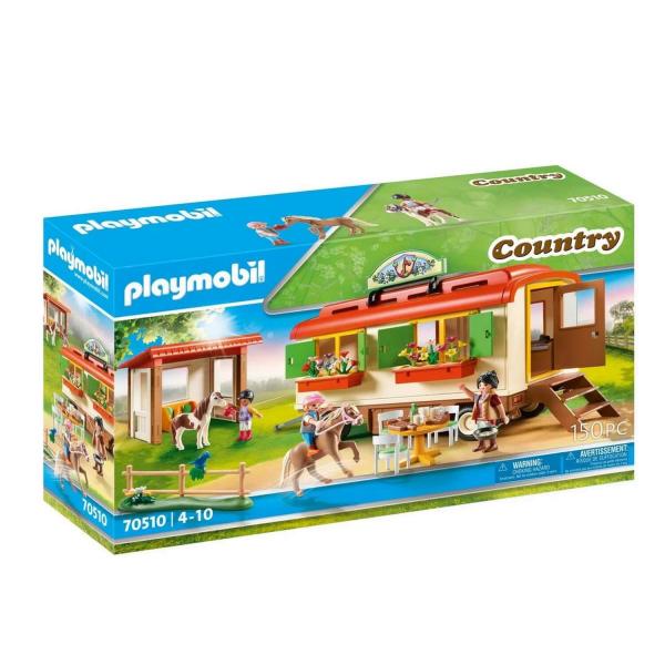 Playmobil 70510 : Box de poneys et roulotte - Playmobil-70510