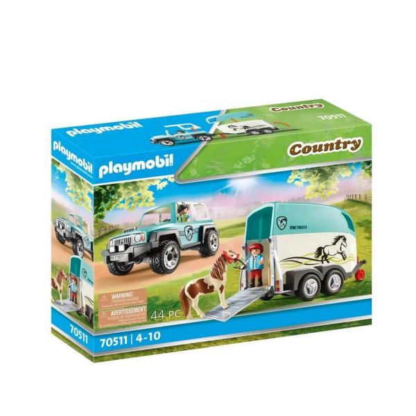 Playmobil 70511 : Voiture et van pour poney - Playmobil-70511