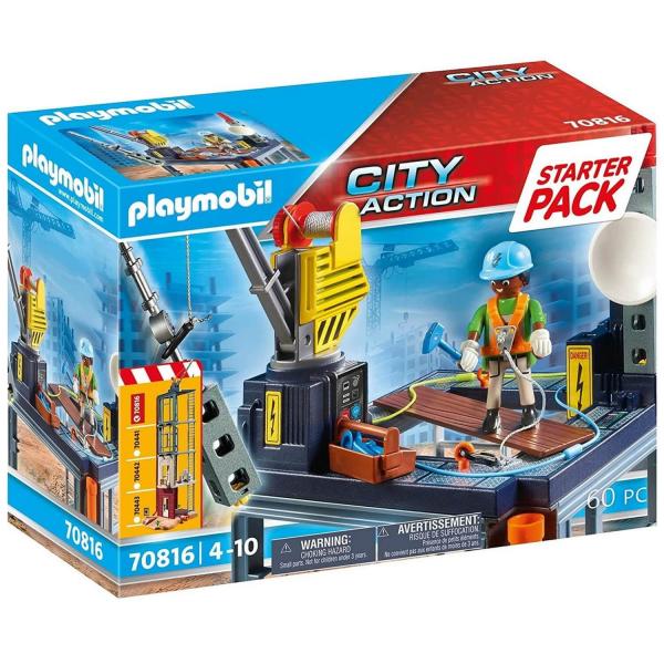 Playmobil 70816 City Action : Starter Pack Plateforme de construction - Playmobil-70816