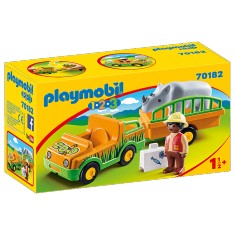 Playmobil 70182 1.2.3 : Vétérinaire avec véhicule et rhinocéros