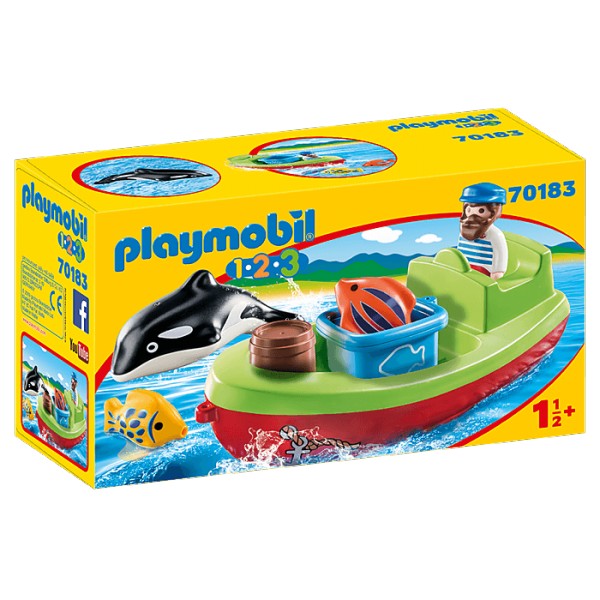 Playmobil 70183 1.2.3 : Bateau et pêcheur - Playmobil-70183
