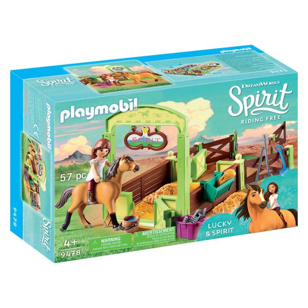 Playmobil 9478 Spirit Au galop en toute liberté: Lucky et spirit avec box - Playmobil-9478