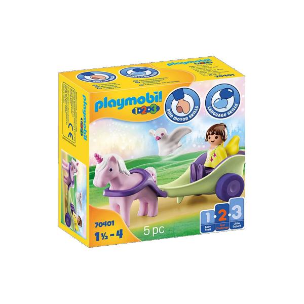 Playmobil 70401 1.2.3 : Calèche avec licorne et fée - Playmobil-70401