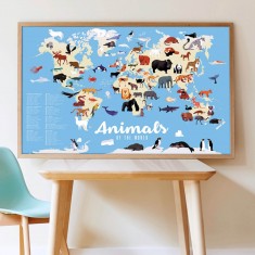 Poster pédagogique et stickers : Animaux du monde