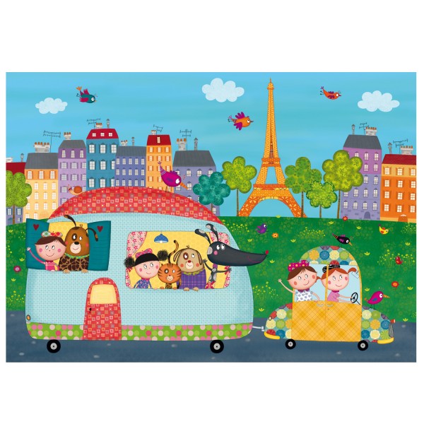 Puzzle d'art en bois 12 pièces Michèle Wilson - Bittler : Bonjour Paris - PMW-W400-12