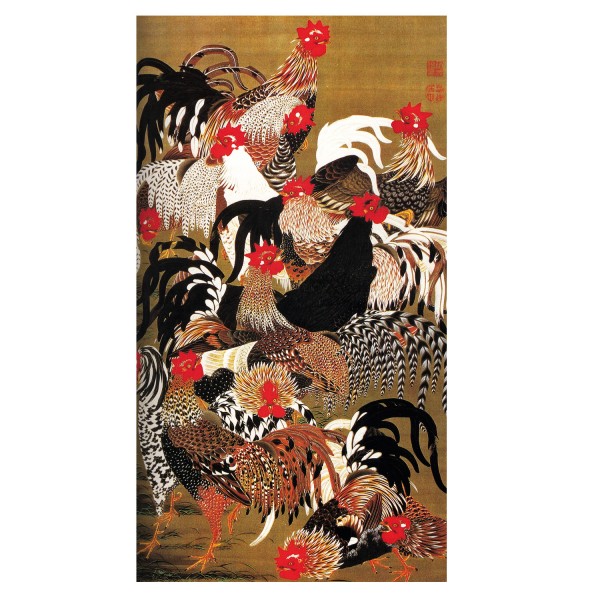 Puzzle d'art en bois 150 pièces Michèle Wilson - Art Japonais : Coqs et Poules - PMW-A177-150