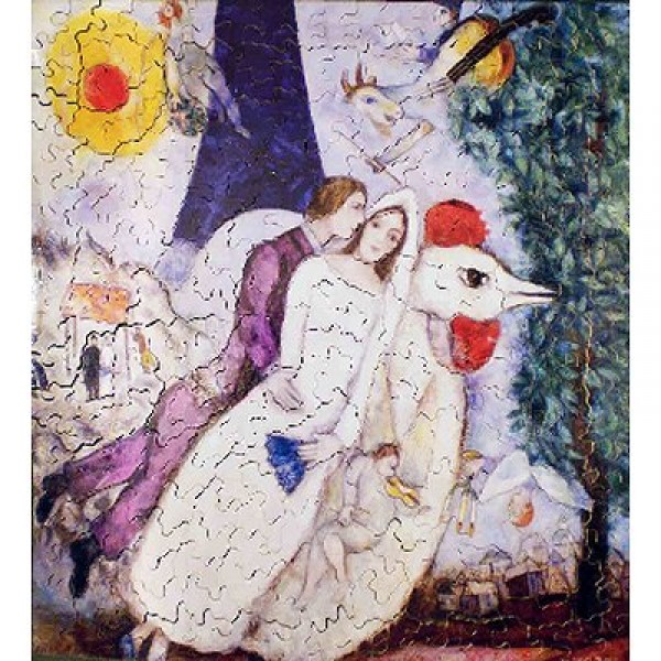 Puzzle d'art en bois 250 pièces Michèle Wilson - Chagall : Les mariés de la Tour Eiffel - PMW-A956-250