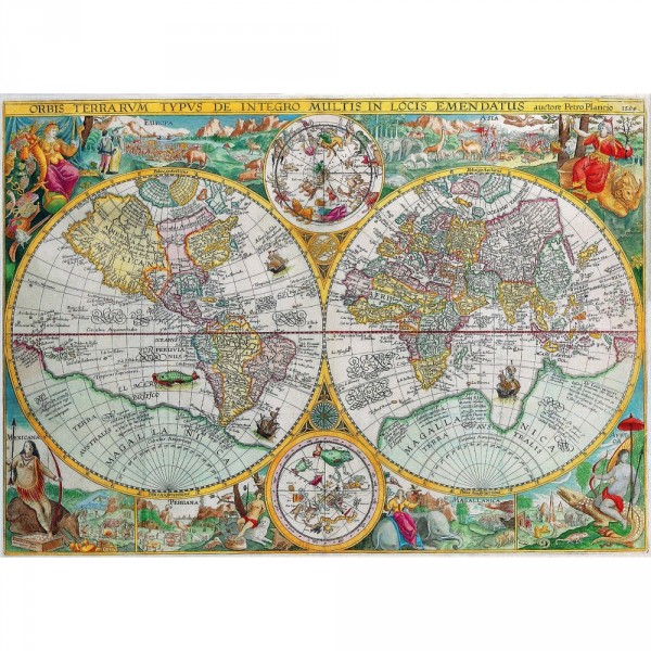 Puzzle d'art en bois 500 pièces Michèle Wilson : Carte du monde de 1594 - PMW-A350-500