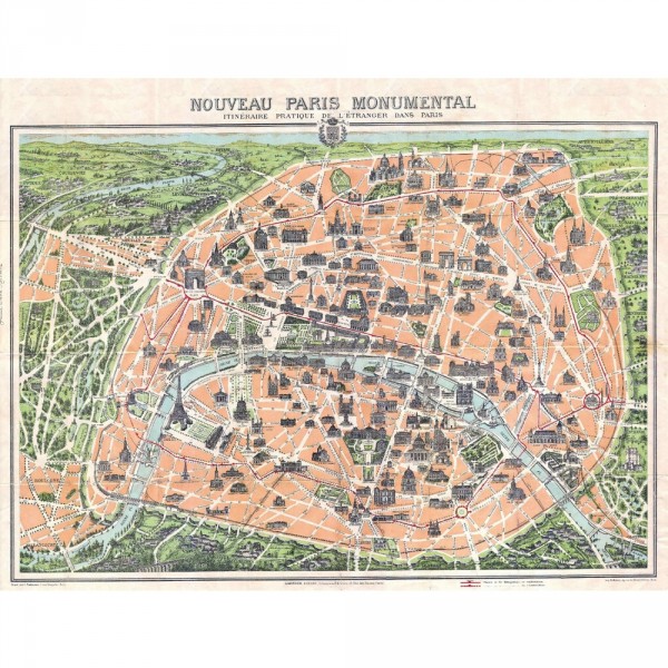 Puzzle d'art en bois 500 pièces Michèle Wilson : Plan de Paris monumental - PMW-A329-500