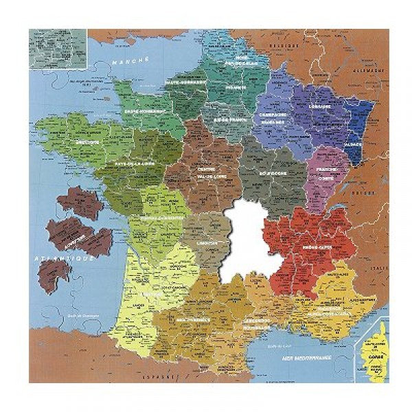 Puzzle en bois - Art  Maxi 100 pièces - Géographie : Carte de France, 1 pièce = 1 département - PMW-W50-100