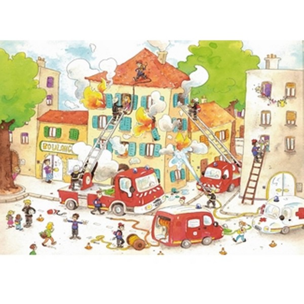 Puzzle en bois - Art maxi 50 pièces - Cacouault : Les Pompiers - PMW-W113-50