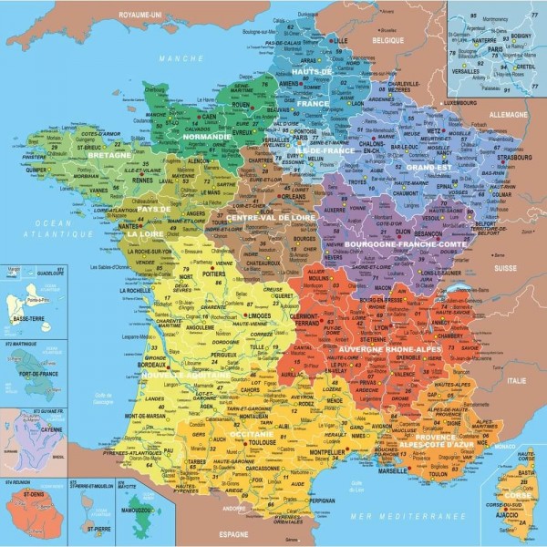 Puzzle en bois 24 pièces : Carte de France des régions - PMW-K80-24