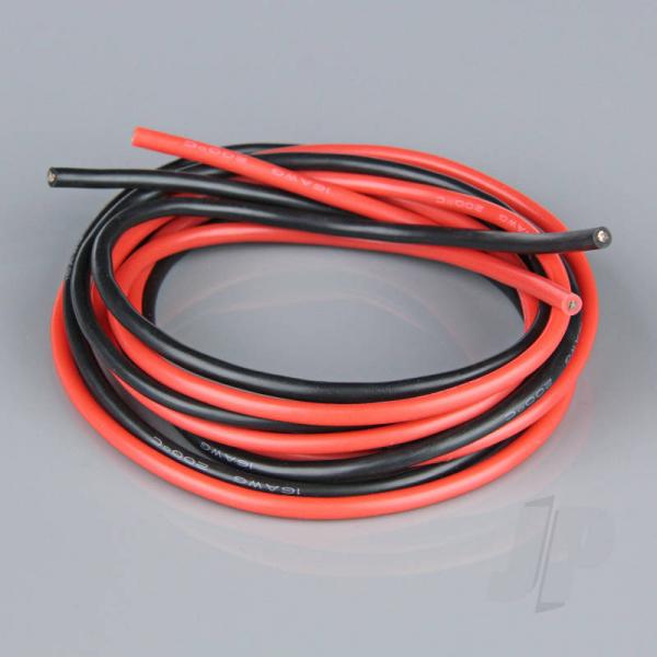 Cable Silicone 16AWG (1.29mm diam - 1.31mm2 sect) 252 Strand  1.2m Rouge-Noir - RDNAC010142