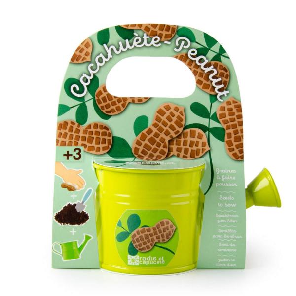 Kit de jardinage : Mini arrosoir vert et ses graines de cacahuète - RadisetCapucine-39547