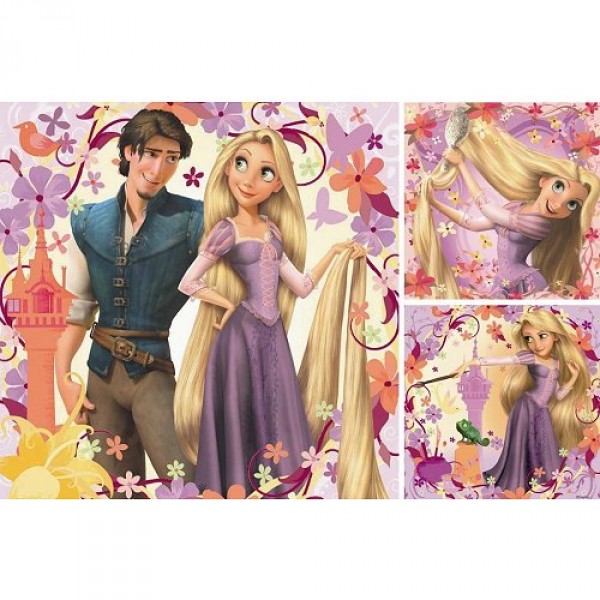 Puzzle 3 x 49 pièces - Disney Raiponce : Princesse Raiponce et Flynn Rider - Ravensburger-09298