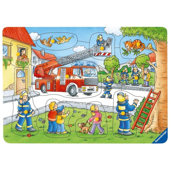 Encastrement 10 pièces en bois : Le chaton sauvé par les pompiers - Ravensburger-03659
