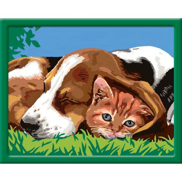 Peinture au numéro : Numéro d'Art Grand format : Comme chien et chat - Ravensburger-28419