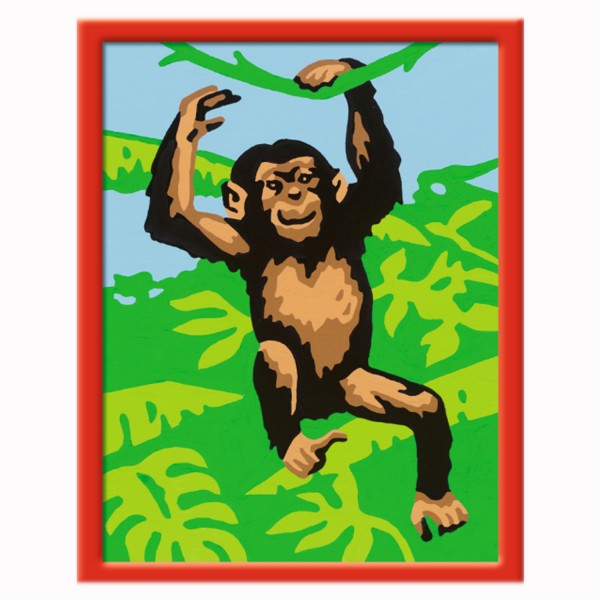 Peinture au numéro : Numéro d'Art Mini Format : Chimpanzé malicieux - Ravensburger-29586