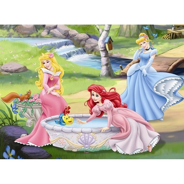 Puzzle 100 pièces XXL - Princesses Disney : Au bord de la rivière - Ravensburger-10639
