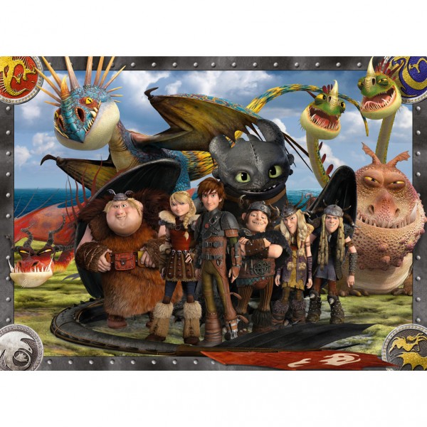 Puzzle 100 pièces XXL : Dragons : Krokmou et ses amis - Ravensburger-10549