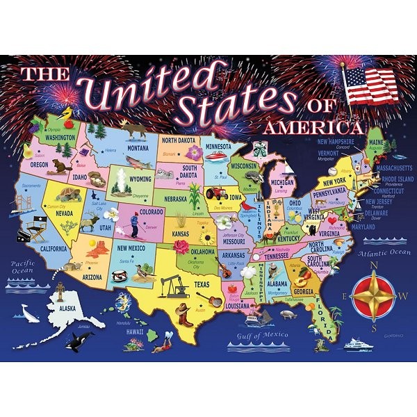 Puzzle 100 pièces XXL - Carte des Etats Unis d'Amérique - Ravensburger-10661