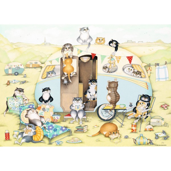 Puzzle 1000 pièces : Caravane de chats - Ravensburger-19588