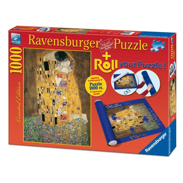 Puzzle 1000 pièces : Le Baiser, Klimt + Tapis de puzzle - Ravensburger-19910
