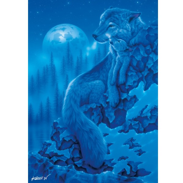 Puzzle 1000 pièces : Loups au clair de lune - Ravensburger-19119