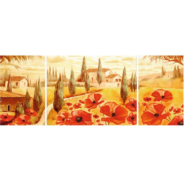 Puzzle 1000 pièces : Triptyque : Coquelicots en Toscane - Ravensburger-19994