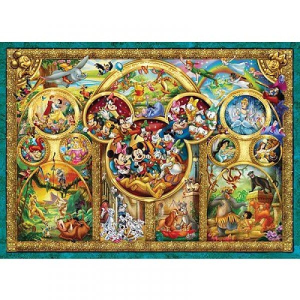 Puzzle 1000 pièces - Le monde magique de Disney en médaillon - Ravensburger-15266-OLD