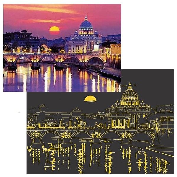 Puzzle 1000 pièces lumineux la nuit - Crépuscule sur Rome - Ravensburger-16093-pho-A