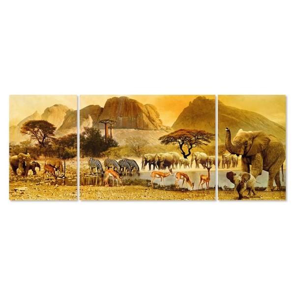 Puzzle 1000 pièces panoramique : Triptyque Voyage en Afrique - Ravensburger-19375