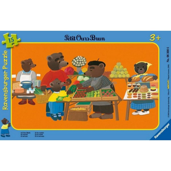 Puzzle cadre - 15 pièces : Petit Ours Brun au marché - Ravensburger-06308