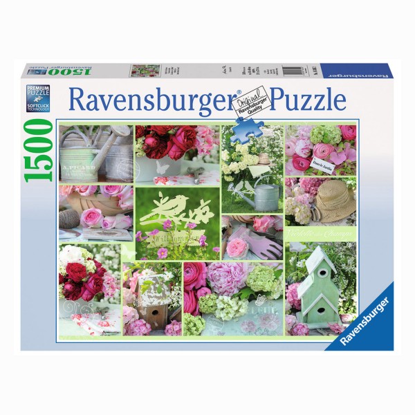 Puzzle 1500 pièces : Détail de jardin fleuri - Ravensburger-16305