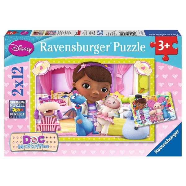 Puzzle 2 x 12 pièces : Docteur la peluche : La clinique des jouets - Ravensburger-07572