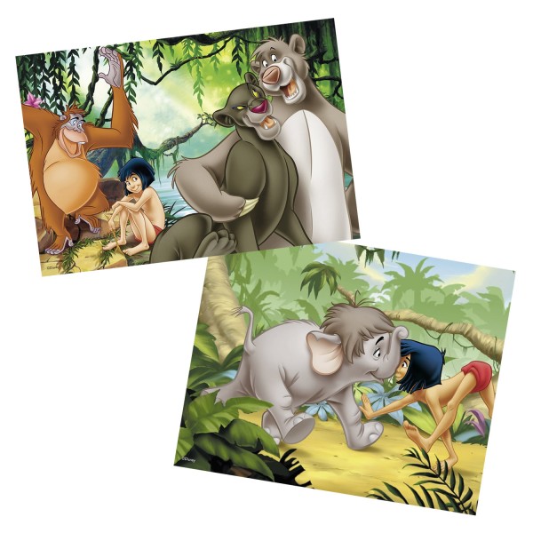 Puzzle 2 x 12 pièces : Le livre de la jungle : Amis de Mowgli - Ravensburger-07587