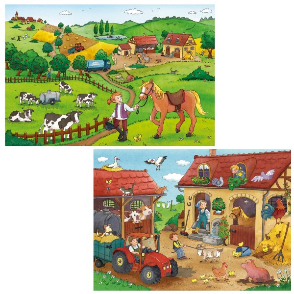 Puzzle 2 x 12 pièces : Le travail à la ferme - Ravensburger-75607