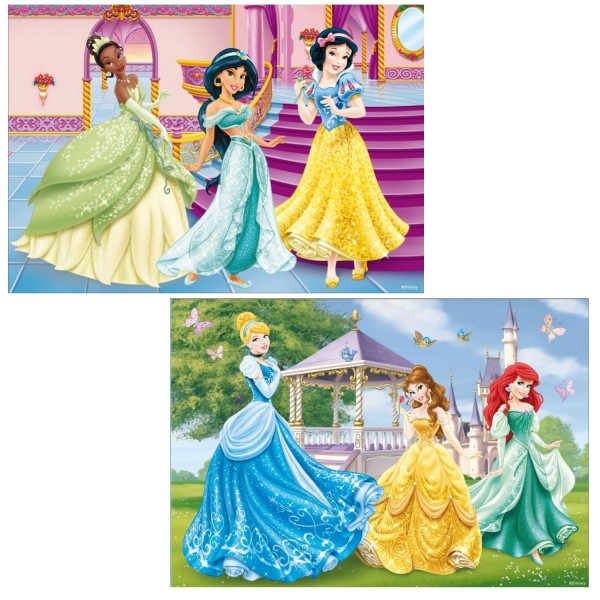 Puzzle 2 x 12 pièces : Princesses Disney : Les princesses dans le château - Ravensburger-07555