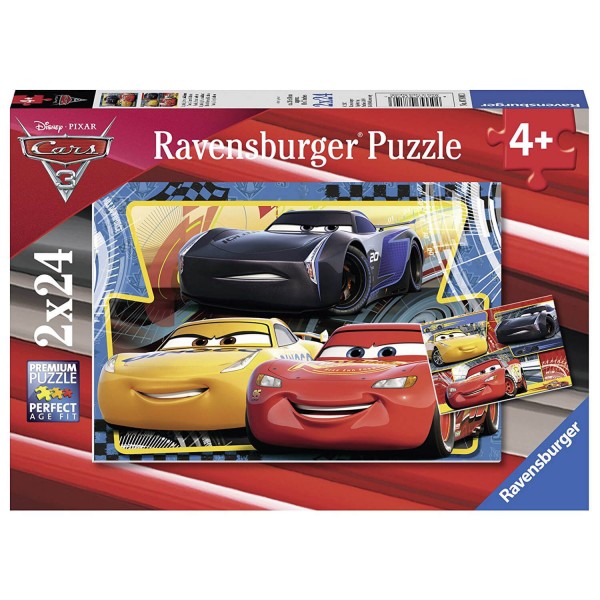 Puzzle 2 x 24 pièces : Flash, Cruz et Jackson : Cars 3 - Ravensburger-07810