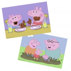 2 x 24 Teile Puzzle: Peppa Pig: Familienleben