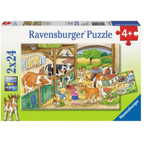Puzzle 2 x 24 pièces : Une journée à la ferme - Ravensburger-09195