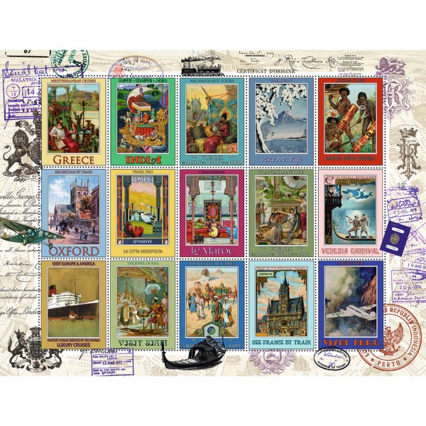 Puzzle 2000 pièces : Timbres de vacances - Ravensburger-16602