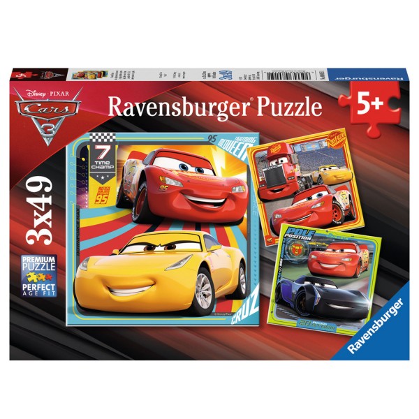 Puzzle 3 x 49 pièces : Cars 3 Prêts pour la course - Ravensburger-08015