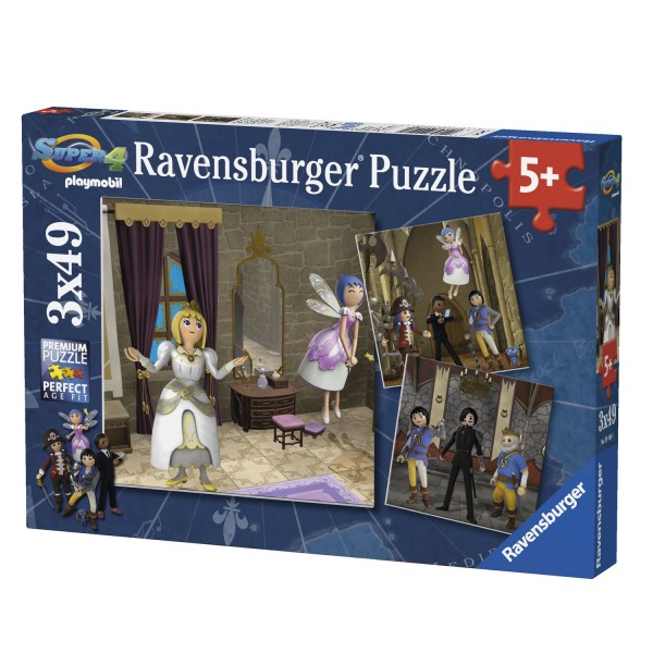 Puzzle 3 x 49 pièces : Super 4 Mariage Princier Playmobil - Ravensburger-09408