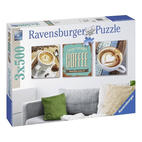 Puzzle 3 x 500 pièces : Délices 3 cafés - Ravensburger-19919