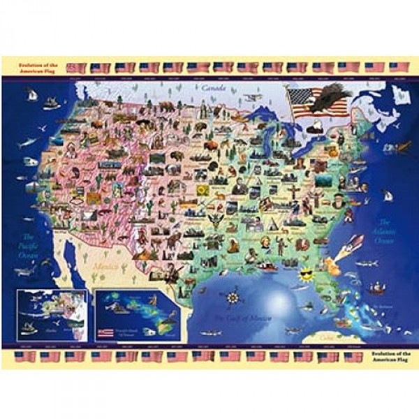Puzzle 300 pièces - Cartes des USA - Ravensburger-13039