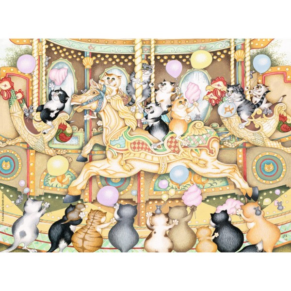 Puzzle 500 pièces : Carrousel de chats - Ravensburger-14696