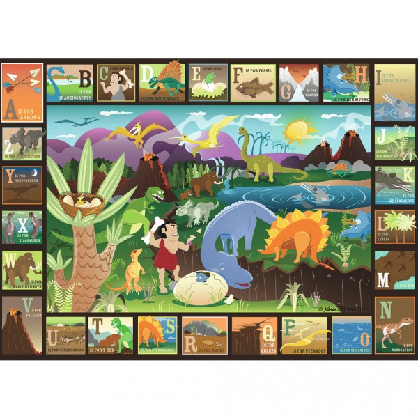 Puzzle 60 pièces : L'alphabet des dinosaures - Ravensburger-09606
