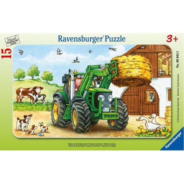 Puzzle cadre : 15 pièces : Tracteur à la ferme - Ravensburger-06044