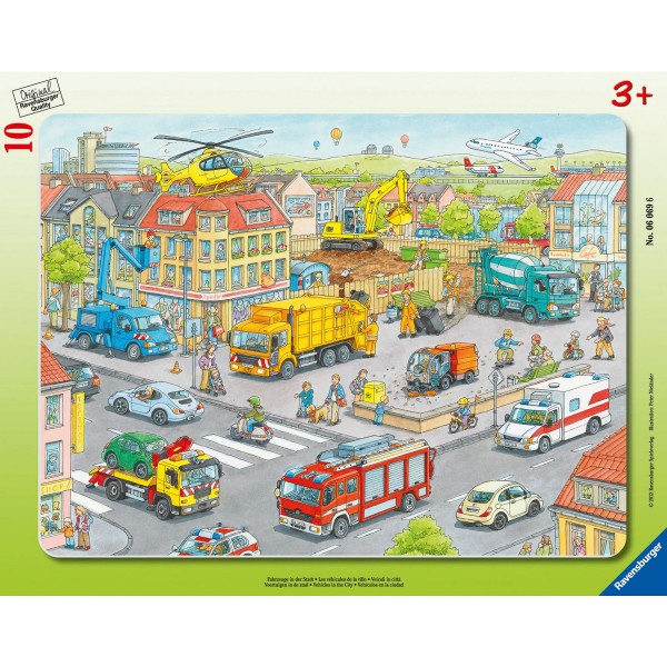 Puzzle cadre 10 pièces : Véhicules de la ville - Ravensburger-06069